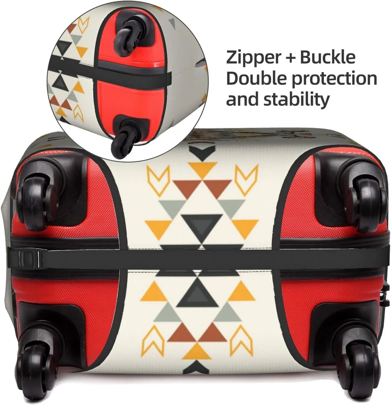 Travel Luggage Cover Fits 18-32 Inch Luggage, Aztec Ethnic Geometric Suitcase Cover Elastic Washable Wheeled Luggage Protector for Kid and Adult