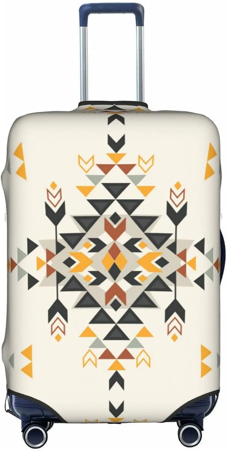 Travel Luggage Cover Fits 18-32 Inch Luggage, Aztec Ethnic Geometric Suitcase Cover Elastic Washable Wheeled Luggage Protector for Kid and Adult