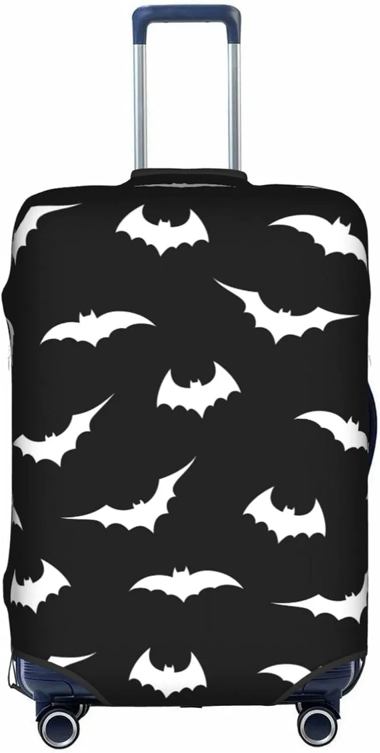 Travel Luggage Cover Fits 18-32 Inch Luggage, Bats Black White Suitcase Cover Elastic Washable Wheeled Luggage Protector for Kid and Adult