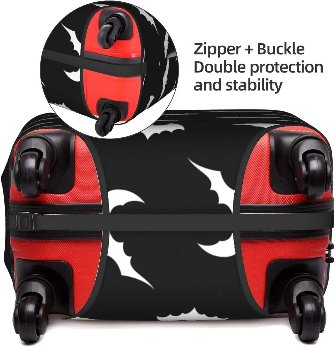 Travel Luggage Cover Fits 18-32 Inch Luggage, Bats Black White Suitcase Cover Elastic Washable Wheeled Luggage Protector for Kid and Adult