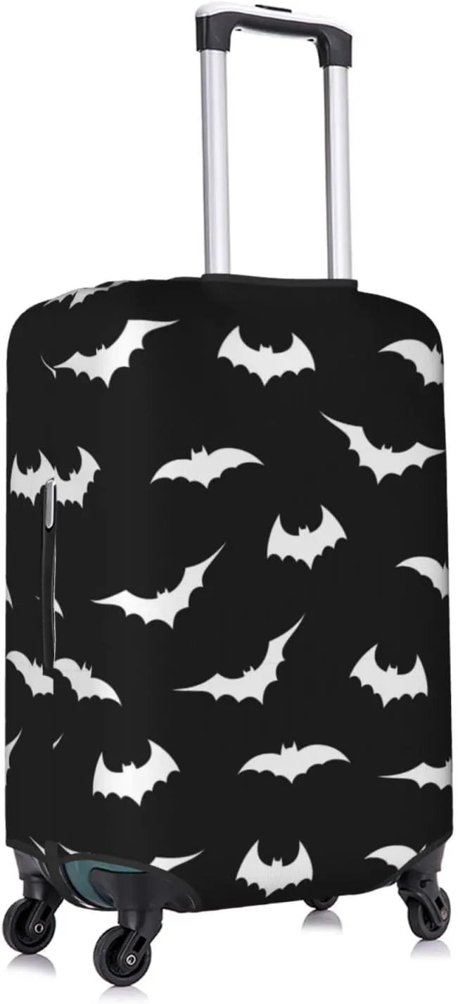Travel Luggage Cover Fits 18-32 Inch Luggage, Bats Black White Suitcase Cover Elastic Washable Wheeled Luggage Protector for Kid and Adult