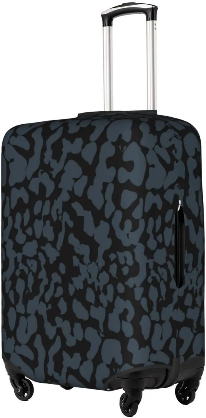 Travel Luggage Cover Fits 18-32 Inch Luggage, Black Leopard Print Camo Travel Suitcase Cover Elastic Washable Wheeled Luggage Protector for Kid and Adult