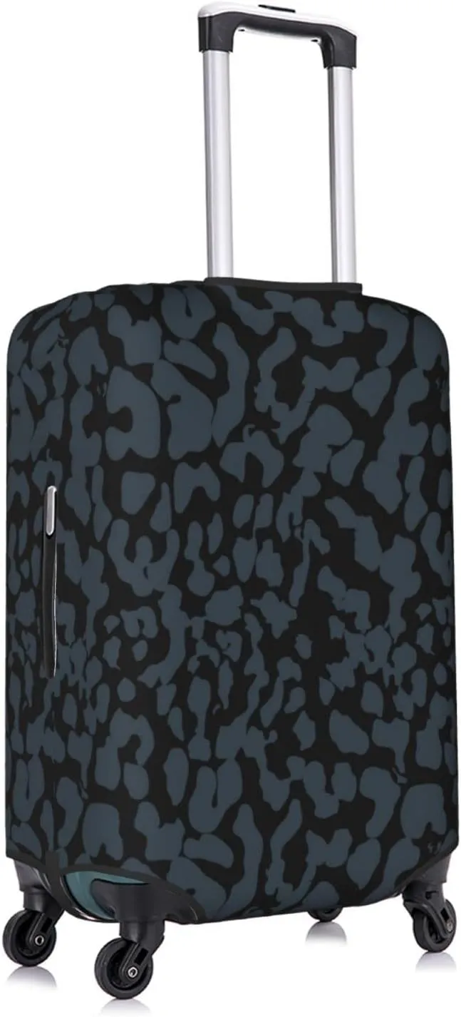 Travel Luggage Cover Fits 18-32 Inch Luggage, Black Leopard Print Camo Travel Suitcase Cover Elastic Washable Wheeled Luggage Protector for Kid and Adult
