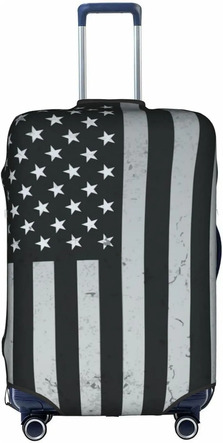 Travel Luggage Cover Fits 18-32 Inch Luggage, Black USA Flag American Travel Suitcase Cover Elastic Washable Wheeled Luggage Protector for Kid and Adult
