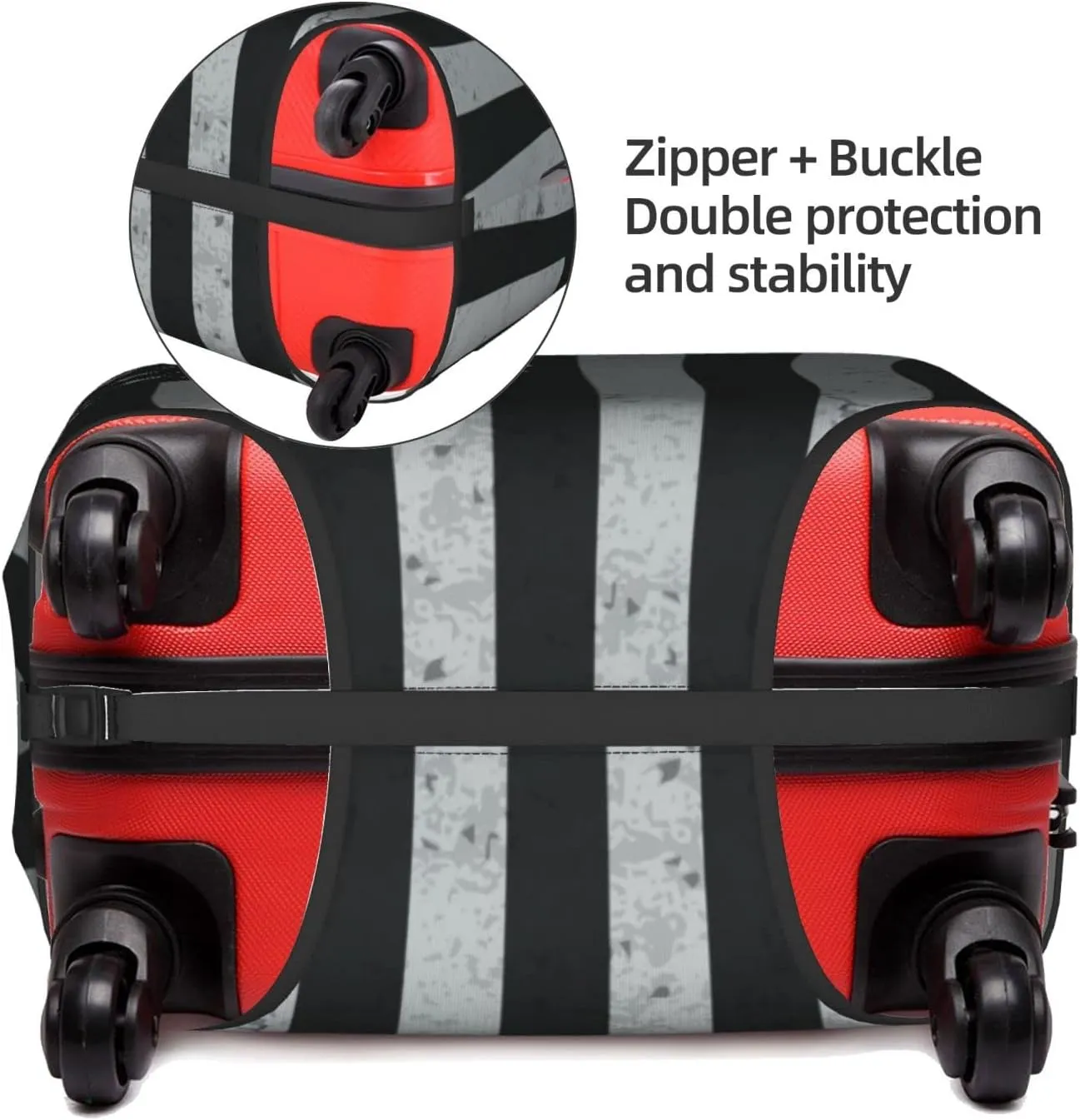 Travel Luggage Cover Fits 18-32 Inch Luggage, Black USA Flag American Travel Suitcase Cover Elastic Washable Wheeled Luggage Protector for Kid and Adult