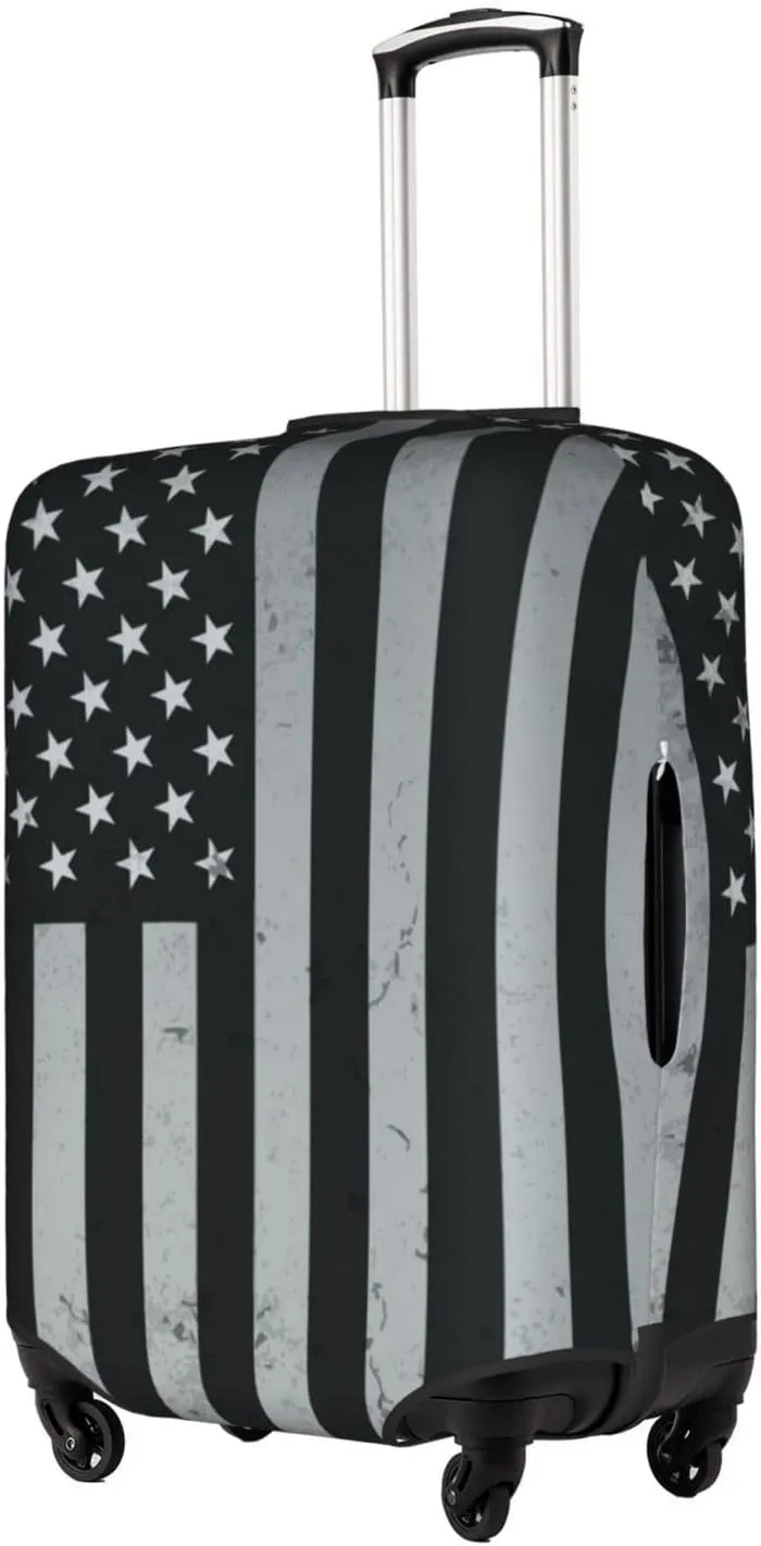 Travel Luggage Cover Fits 18-32 Inch Luggage, Black USA Flag American Travel Suitcase Cover Elastic Washable Wheeled Luggage Protector for Kid and Adult