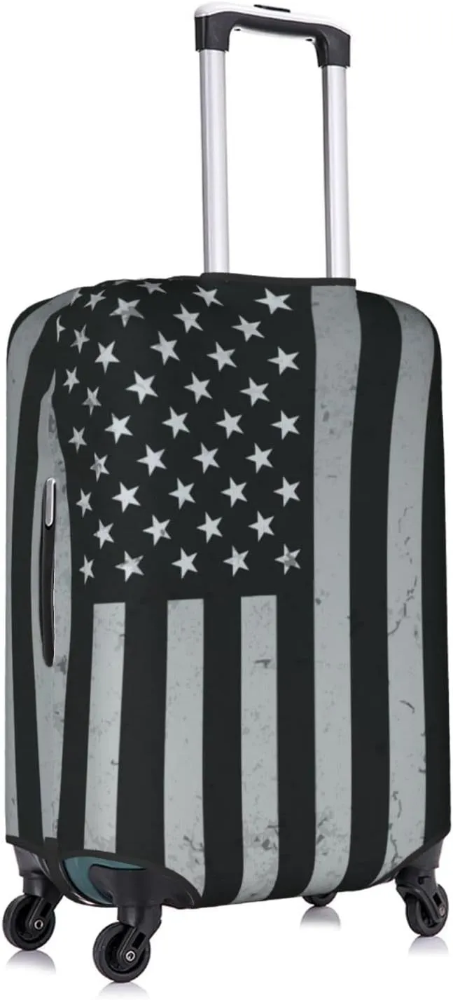 Travel Luggage Cover Fits 18-32 Inch Luggage, Black USA Flag American Travel Suitcase Cover Elastic Washable Wheeled Luggage Protector for Kid and Adult