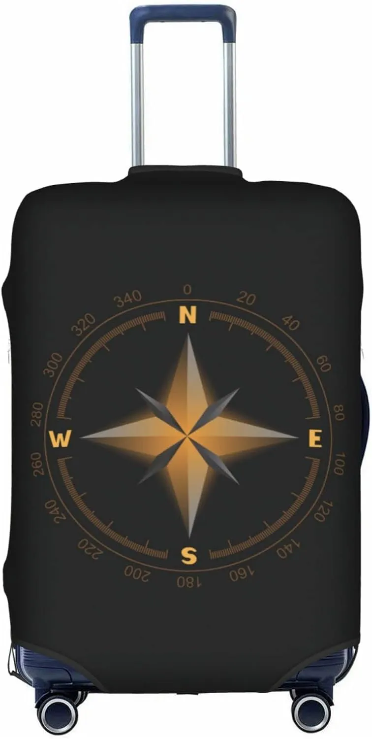 Travel Luggage Cover Fits 18-32 Inch Luggage, Compass Wind Rose Suitcase Cover Elastic Washable Wheeled Luggage Protector for Kid and Adult