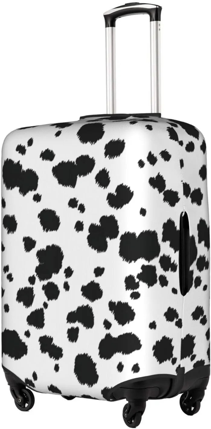 Travel Luggage Cover Fits 18-32 Inch Luggage, Cow Skin Animal Farm Print Travel Suitcase Cover Elastic Washable Wheeled Luggage Protector for Kid and Adult