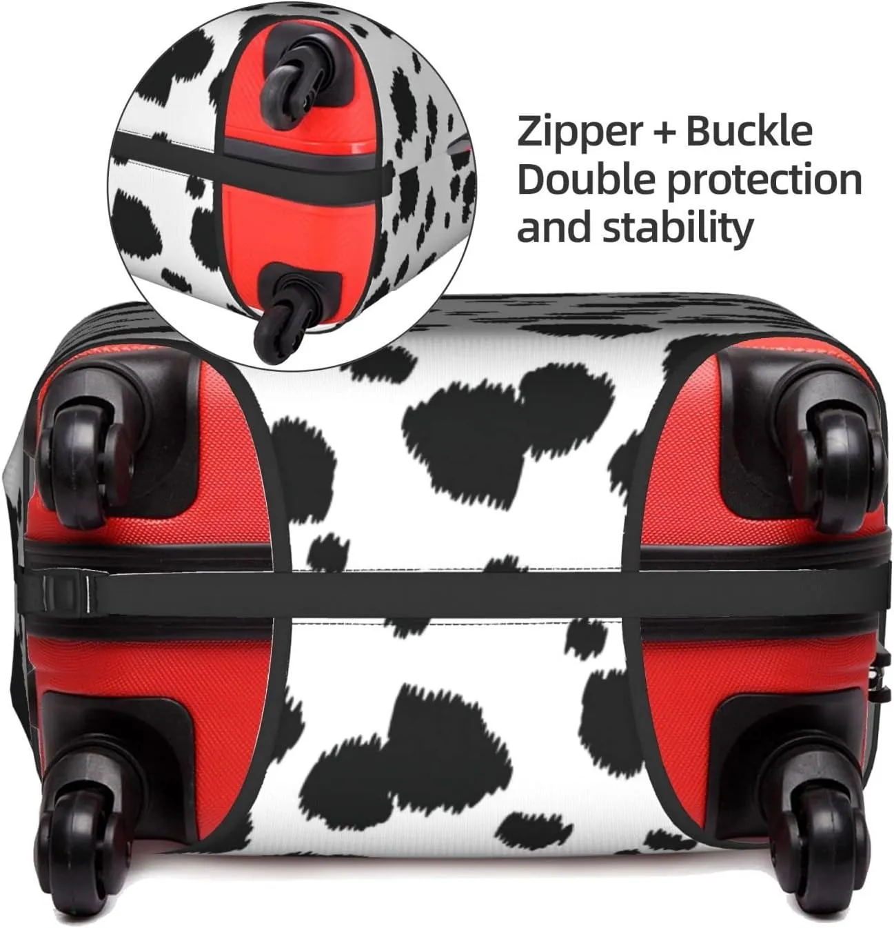 Travel Luggage Cover Fits 18-32 Inch Luggage, Cow Skin Animal Farm Print Travel Suitcase Cover Elastic Washable Wheeled Luggage Protector for Kid and Adult