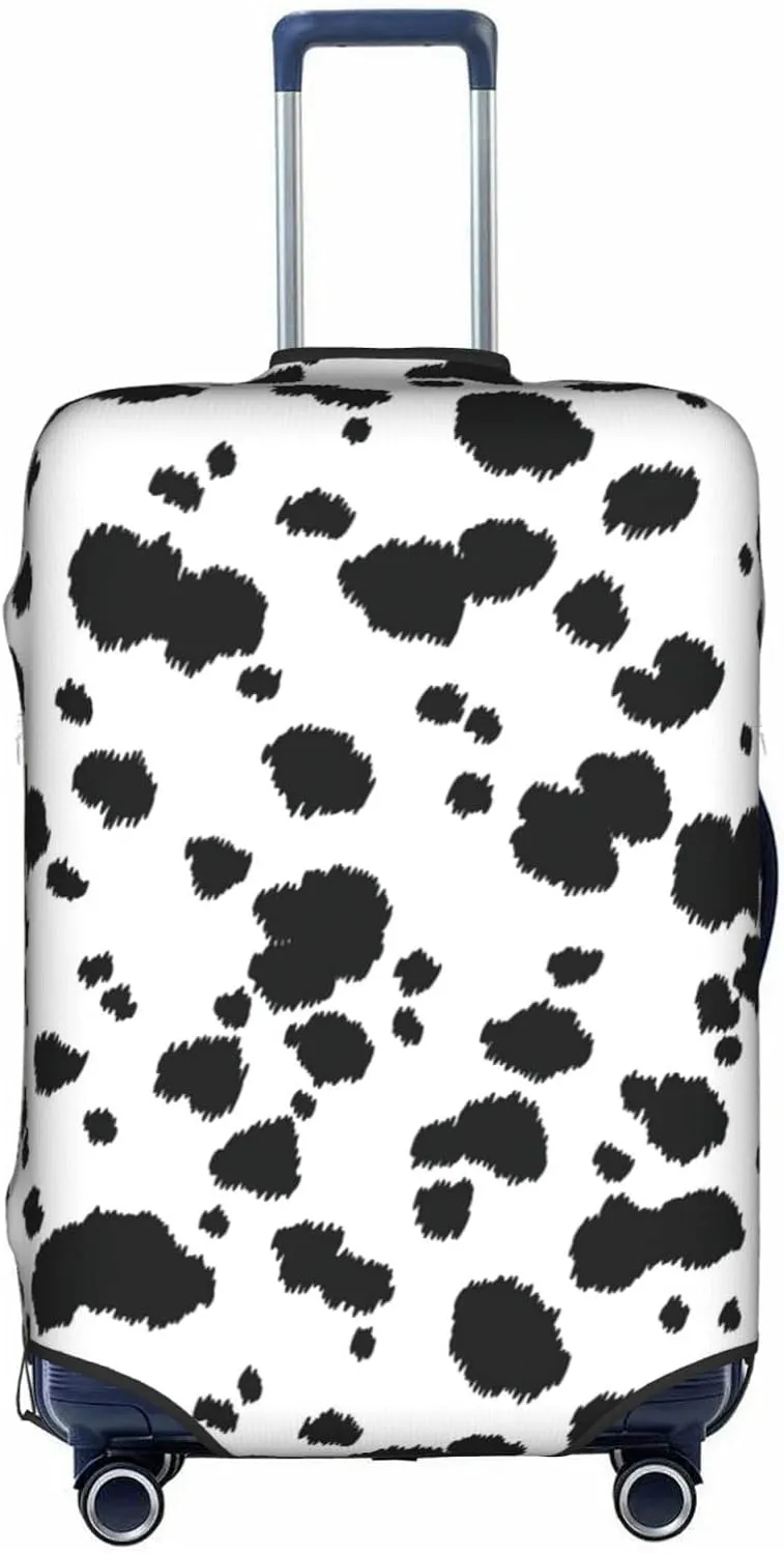 Travel Luggage Cover Fits 18-32 Inch Luggage, Cow Skin Animal Farm Print Travel Suitcase Cover Elastic Washable Wheeled Luggage Protector for Kid and Adult