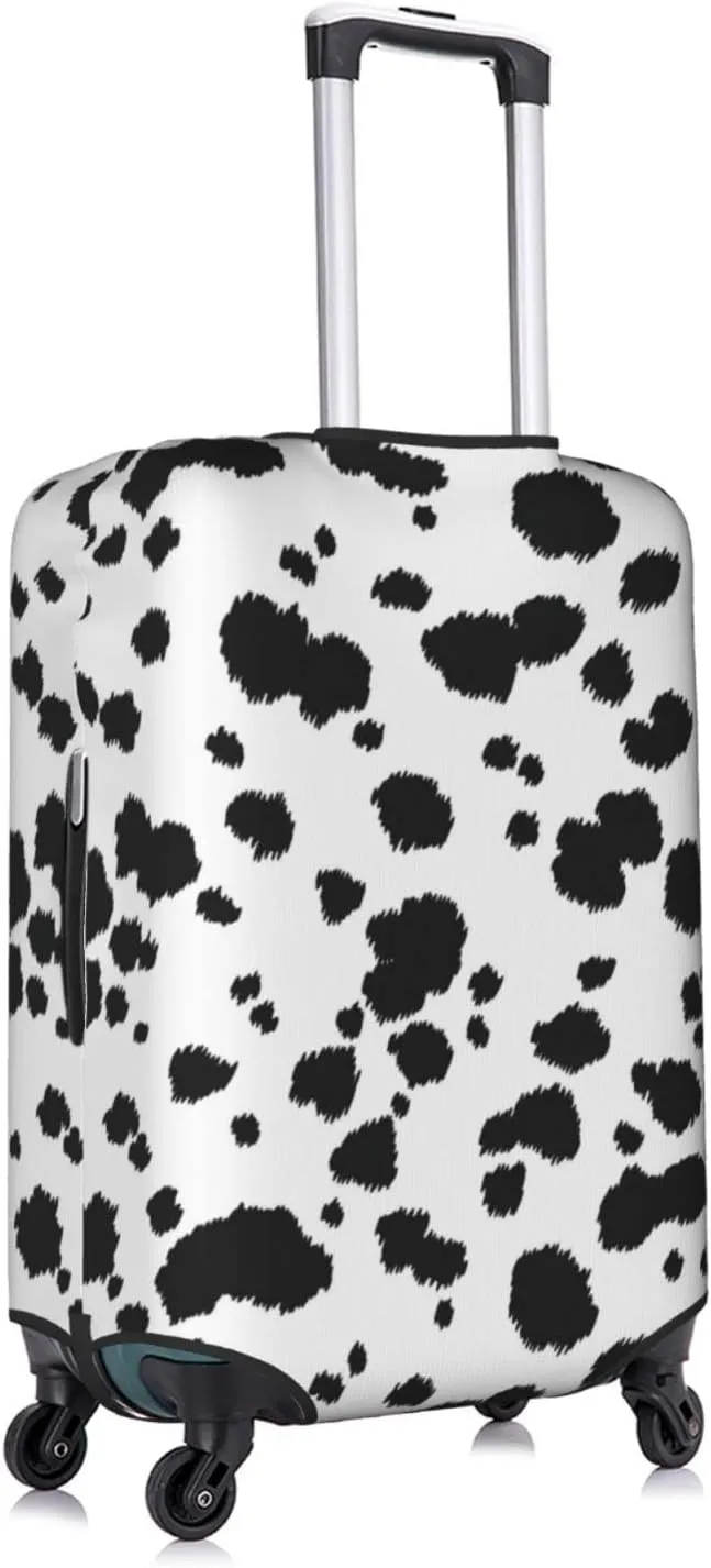 Travel Luggage Cover Fits 18-32 Inch Luggage, Cow Skin Animal Farm Print Travel Suitcase Cover Elastic Washable Wheeled Luggage Protector for Kid and Adult