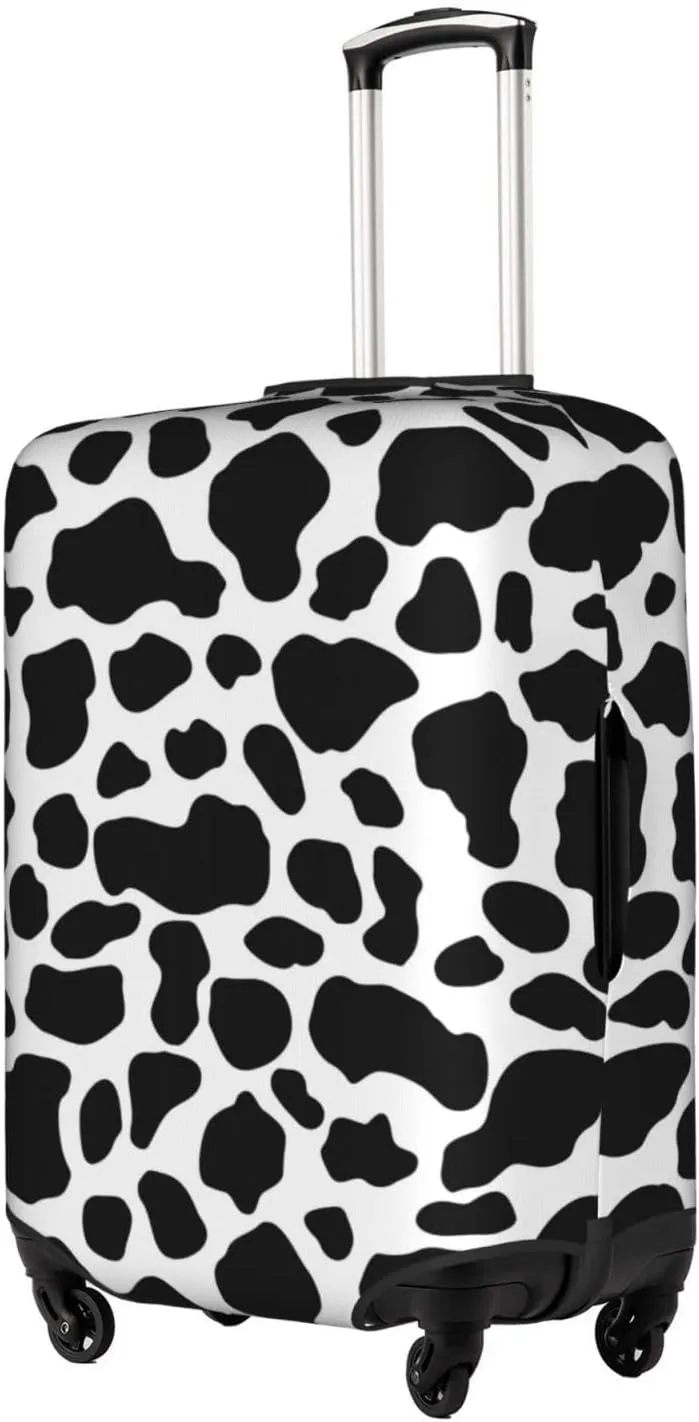Travel Luggage Cover Fits 18-32 Inch Luggage, Cow Spots Cow Print Travel Suitcase Cover Elastic Washable Wheeled Luggage Protector for Kid and Adult