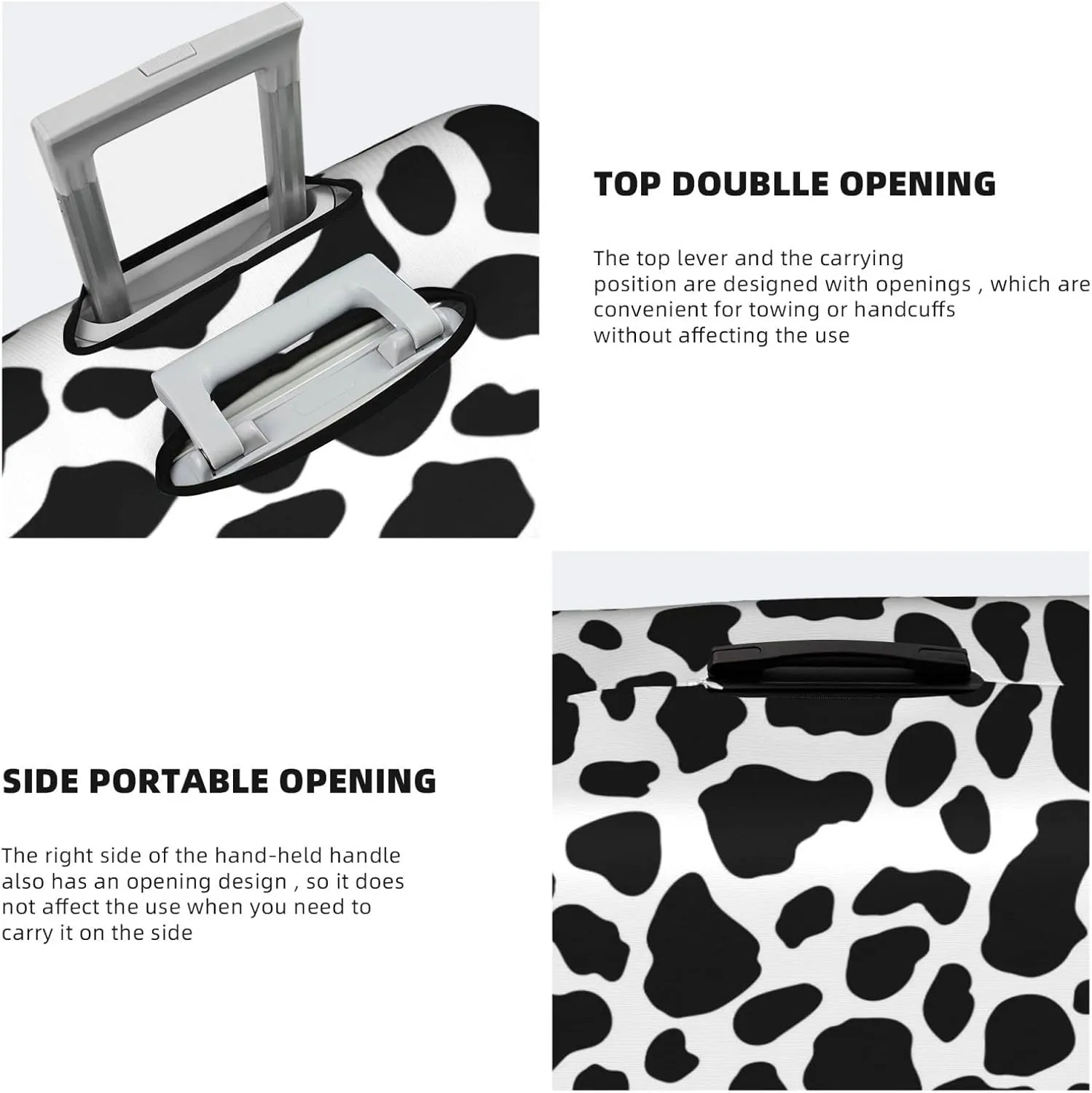 Travel Luggage Cover Fits 18-32 Inch Luggage, Cow Spots Cow Print Travel Suitcase Cover Elastic Washable Wheeled Luggage Protector for Kid and Adult