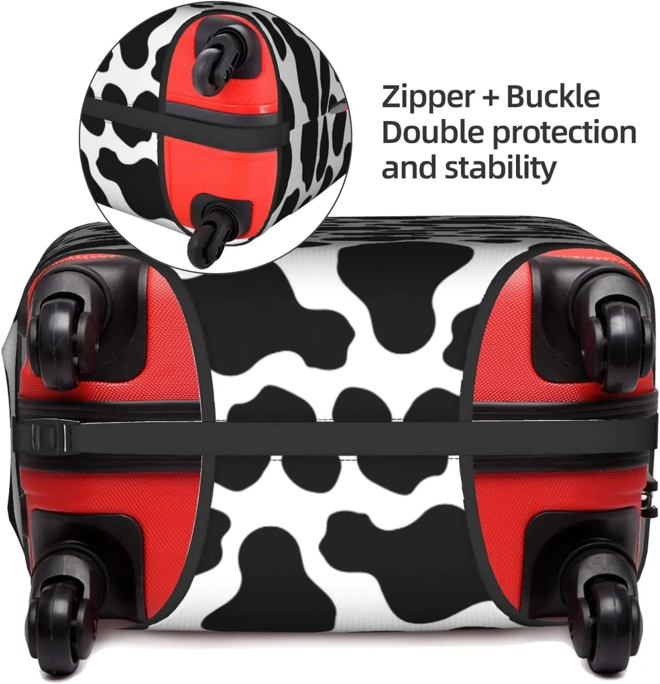 Travel Luggage Cover Fits 18-32 Inch Luggage, Cow Spots Cow Print Travel Suitcase Cover Elastic Washable Wheeled Luggage Protector for Kid and Adult