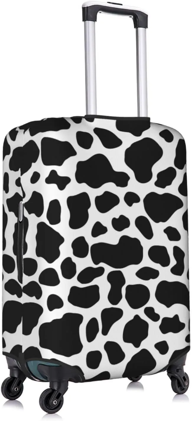 Travel Luggage Cover Fits 18-32 Inch Luggage, Cow Spots Cow Print Travel Suitcase Cover Elastic Washable Wheeled Luggage Protector for Kid and Adult
