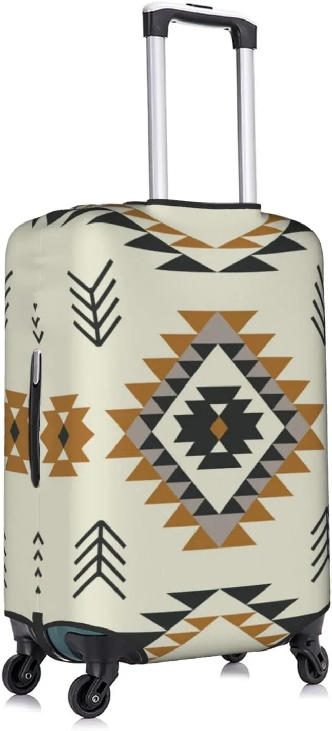 Travel Luggage Cover Fits 18/24/28/32 Inch Luggage, Aztec Ethnic Bohemian Striped Suitcase Cover Elastic Washable Wheeled Luggage Protector for Kid and Adult