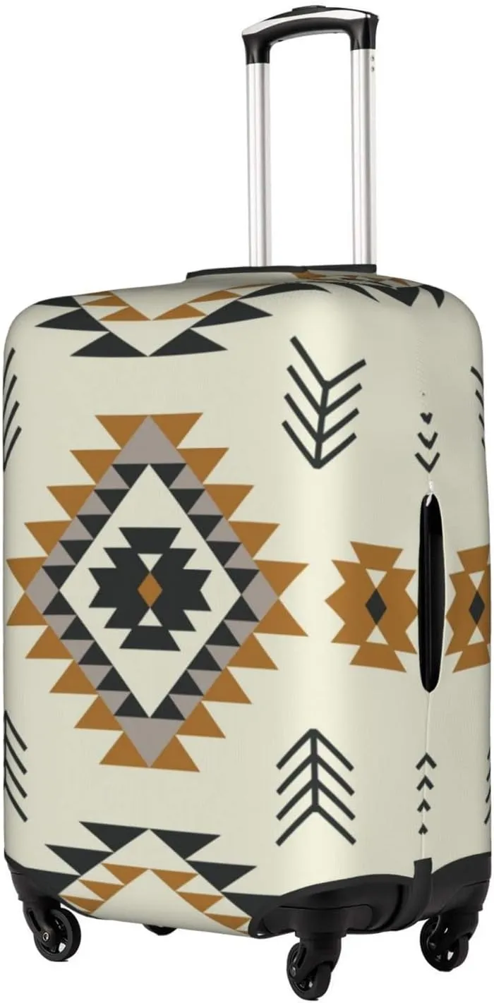 Travel Luggage Cover Fits 18/24/28/32 Inch Luggage, Aztec Ethnic Bohemian Striped Suitcase Cover Elastic Washable Wheeled Luggage Protector for Kid and Adult