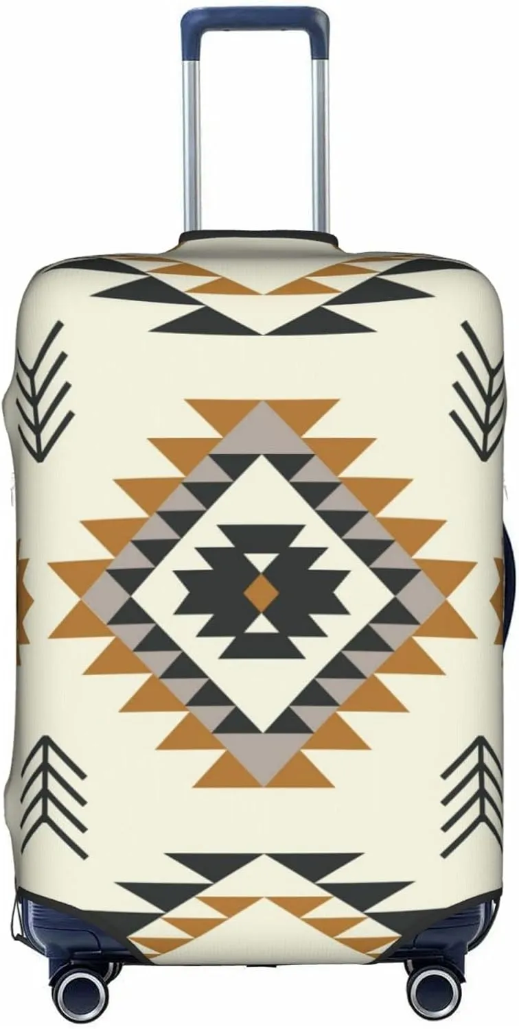 Travel Luggage Cover Fits 18/24/28/32 Inch Luggage, Aztec Ethnic Bohemian Striped Suitcase Cover Elastic Washable Wheeled Luggage Protector for Kid and Adult