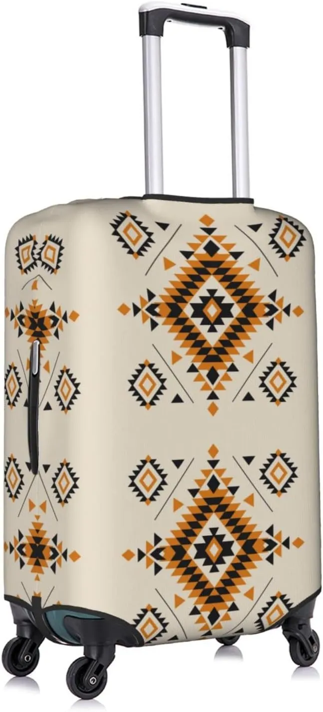 Travel Luggage Cover Fits 18/24/28/32 Inch Luggage, Aztec Ethnic Geometric African Suitcase Cover Elastic Washable Wheeled Luggage Protector for Kid and Adult