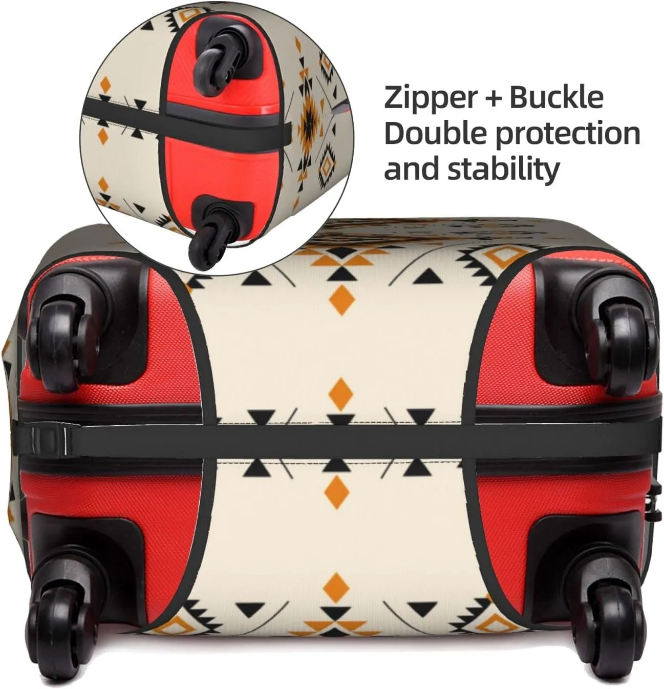 Travel Luggage Cover Fits 18/24/28/32 Inch Luggage, Aztec Ethnic Geometric African Suitcase Cover Elastic Washable Wheeled Luggage Protector for Kid and Adult