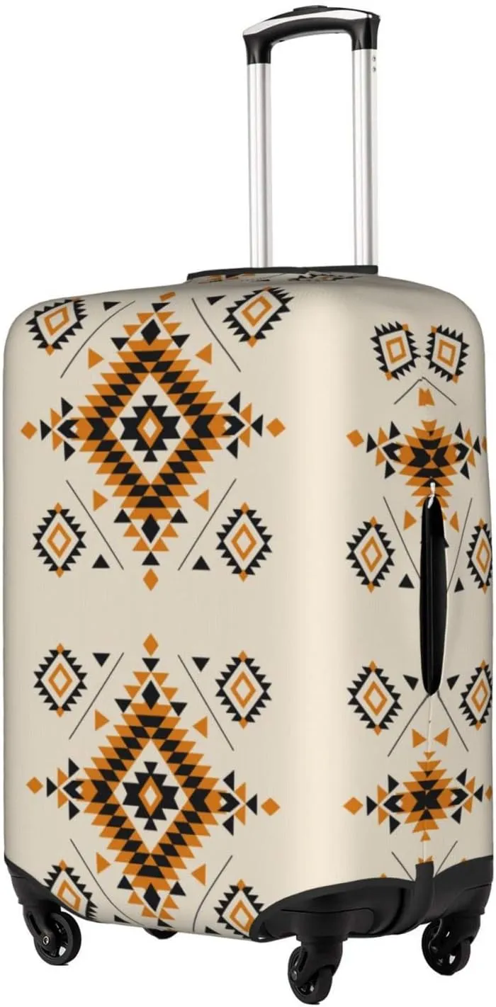 Travel Luggage Cover Fits 18/24/28/32 Inch Luggage, Aztec Ethnic Geometric African Suitcase Cover Elastic Washable Wheeled Luggage Protector for Kid and Adult
