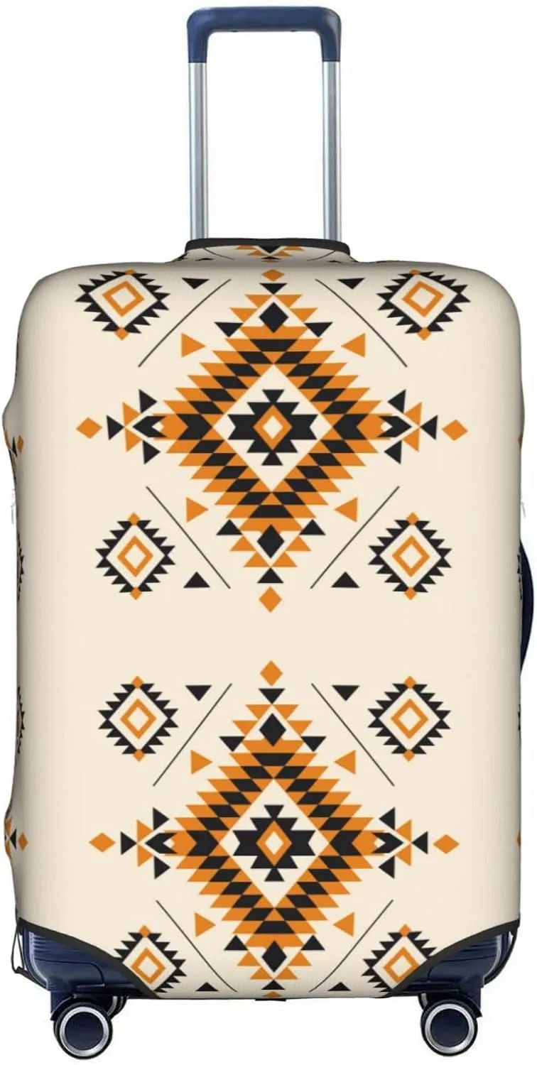 Travel Luggage Cover Fits 18/24/28/32 Inch Luggage, Aztec Ethnic Geometric African Suitcase Cover Elastic Washable Wheeled Luggage Protector for Kid and Adult