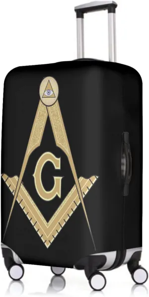 Travel Luggage Cover Freemasonry Masonic Lodge Square and Compasses Suitcase Protector   Travel Luggage Tags Bag Tags Elastic Fits 26-28 Inch Luggage-Large