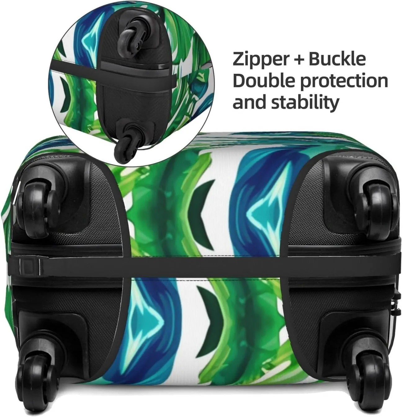 Travel Luggage Cover Green Palm Leaves White Anti-Scratch Washable Suitcase Protector Elastic Suitcases Stylish Baggage Cover Wheeled Suitcase Kids Adults Keep Clean X-Large