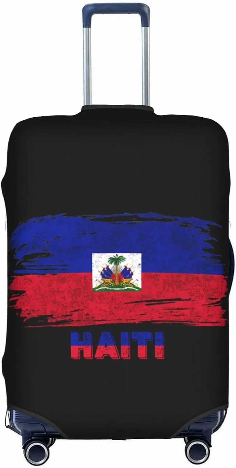Travel Luggage Cover Haiti Flag Fashion Washable Baggage Suitcase Protector Fit For 18-32 Inch Luggage