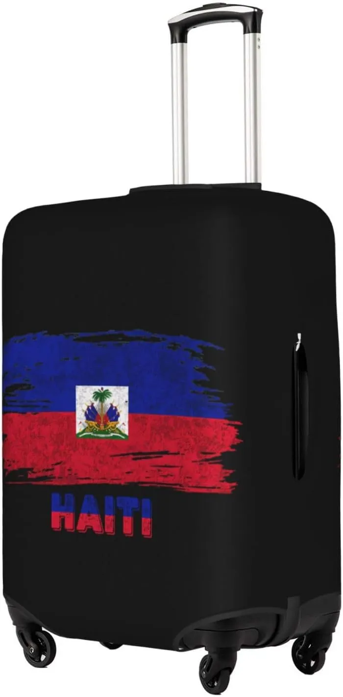 Travel Luggage Cover Haiti Flag Fashion Washable Baggage Suitcase Protector Fit For 18-32 Inch Luggage