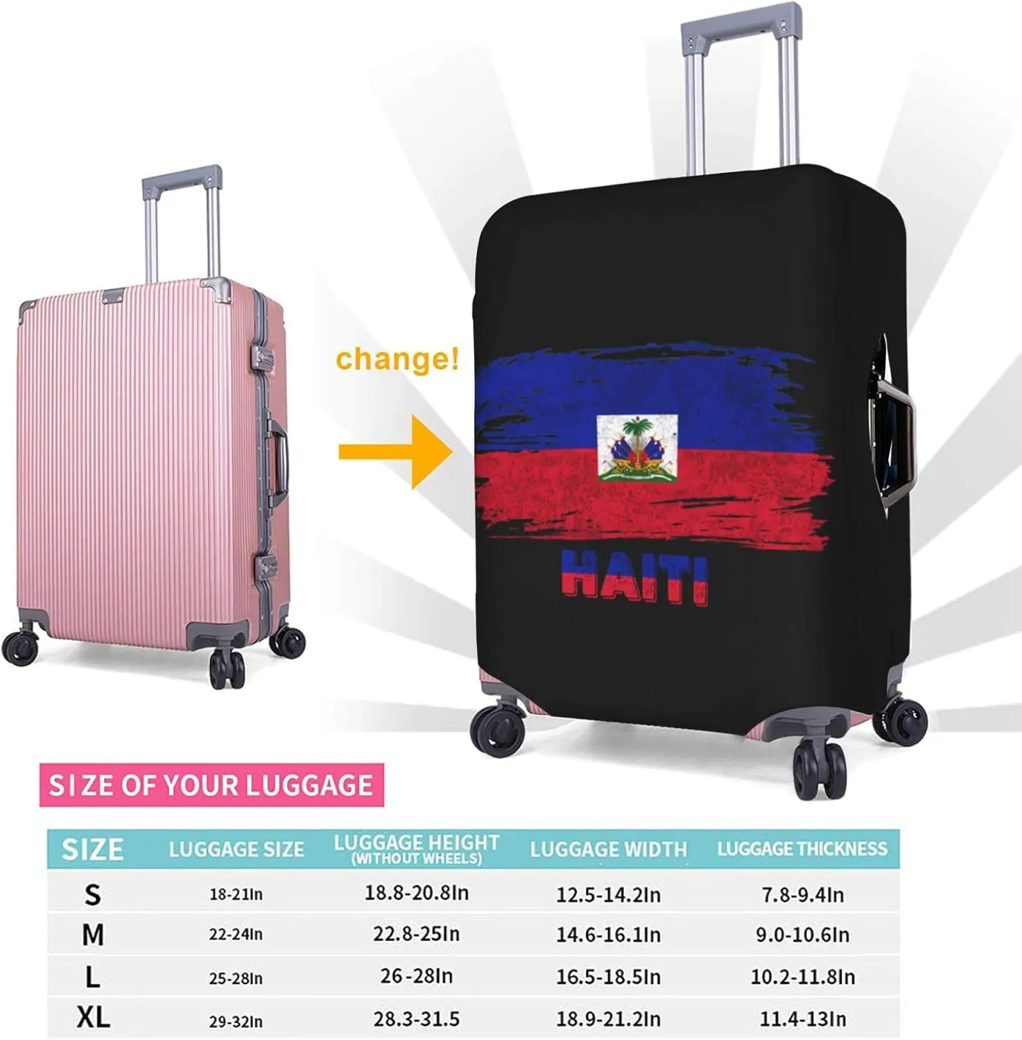 Travel Luggage Cover Haiti Flag Fashion Washable Baggage Suitcase Protector Fit For 18-32 Inch Luggage