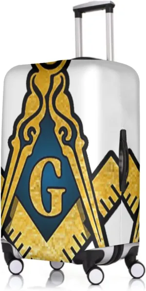 Travel Luggage Cover Masonic Series Freemason Compass Square Suitcase Protector   Travel Luggage Tags Bag Tags Elastic Fits 26-28 Inch Luggage-Large