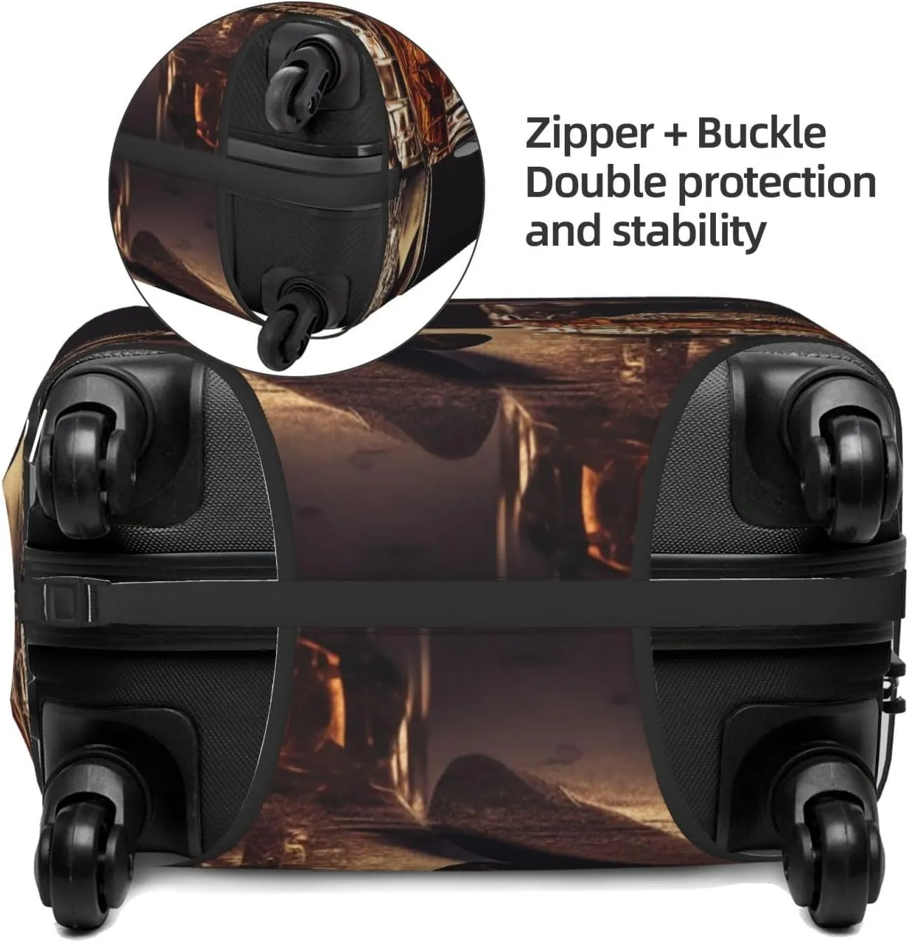 Travel Luggage Cover Protector Whisky and Cigar Suitcase Cover Washable Elastic Suitcase Protector Anti-Scratch Suitcase Cover Fits 18-32 Inch Luggage