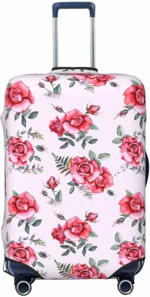 Travel Luggage Cover Red Watercolor Roses Anti-Scratch Washable Suitcase Protector Spandex Suitcases Stylish Baggage Cover Wheeled Suitcase Kids Adults Keep Clean Large