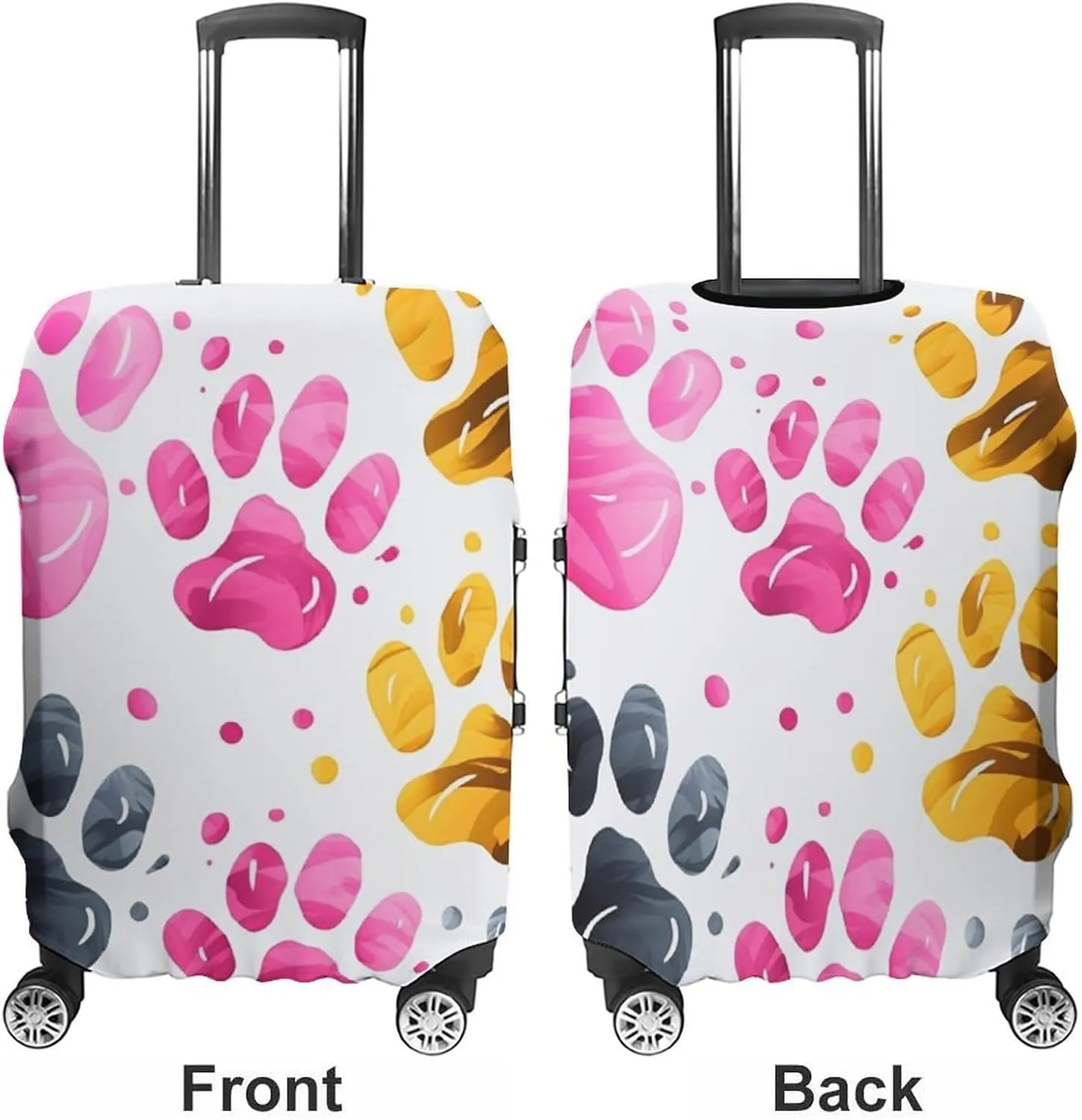 Travel Luggage Cover Spandex Suitcase Protector Washable Baggage Covers Colorful Dog Paw Elastic Scratch-Resistant Luggage Cover Protector Fits 18-32 Inch Luggage