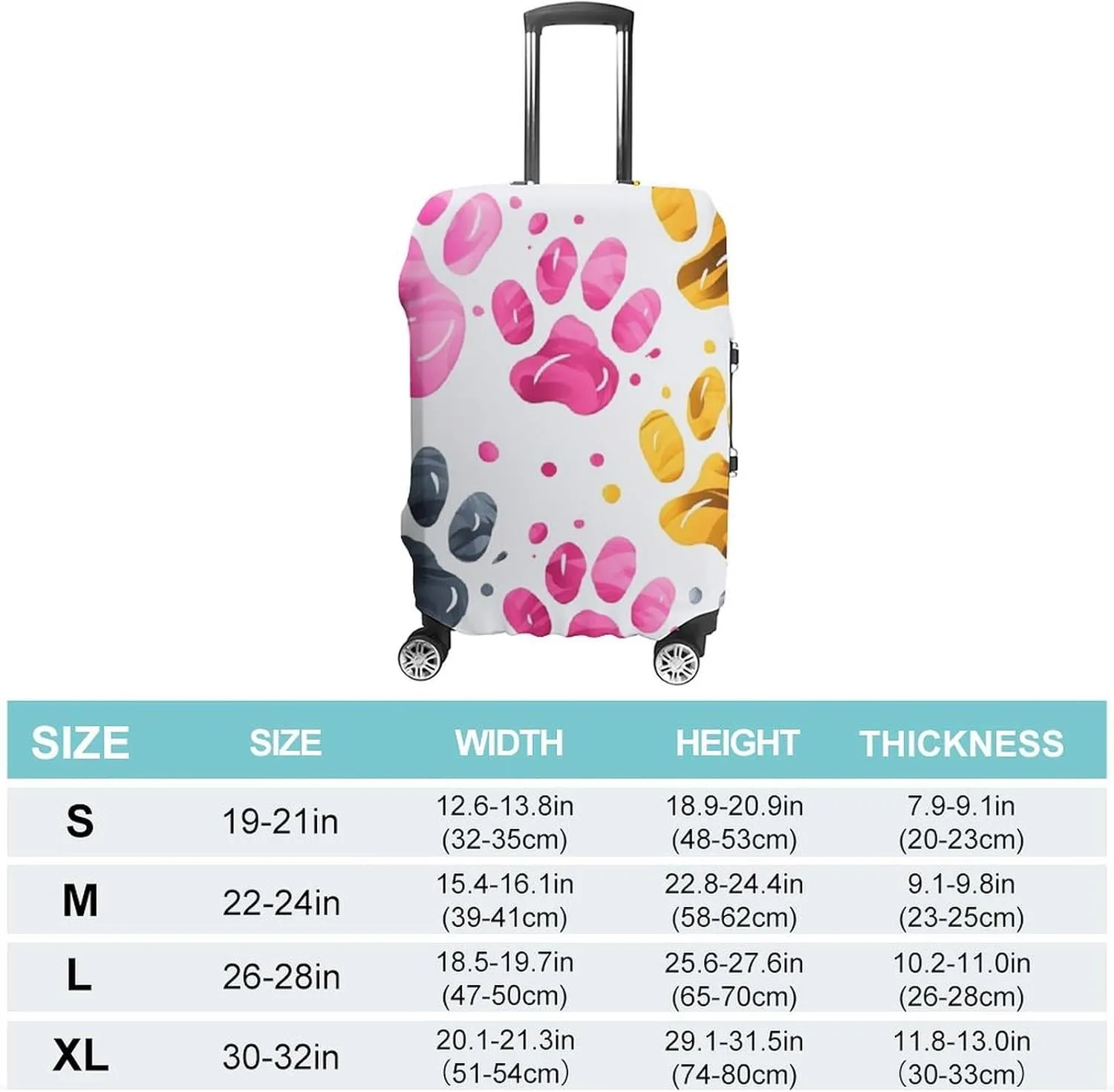 Travel Luggage Cover Spandex Suitcase Protector Washable Baggage Covers Colorful Dog Paw Elastic Scratch-Resistant Luggage Cover Protector Fits 18-32 Inch Luggage