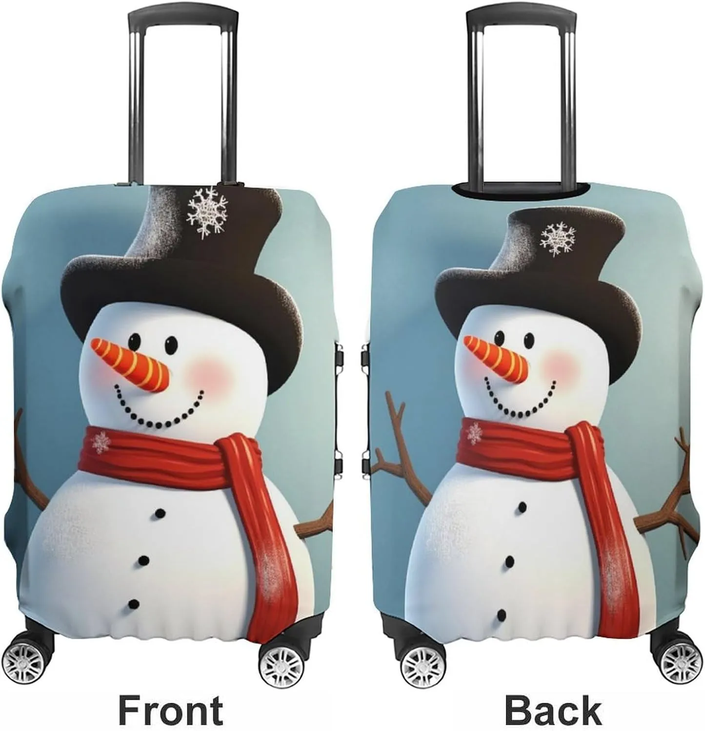 Travel Luggage Cover Spandex Suitcase Protector Washable Baggage Covers Cute Snowman Elastic Scratch-Resistant Luggage Cover Protector Fits 18-32 Inch Luggage