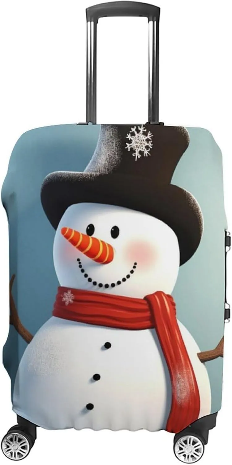 Travel Luggage Cover Spandex Suitcase Protector Washable Baggage Covers Cute Snowman Elastic Scratch-Resistant Luggage Cover Protector Fits 18-32 Inch Luggage