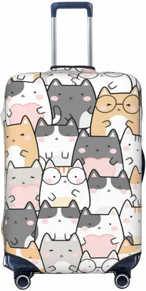 Travel Luggage Cover Suitcase Elastic Washable Cute Cartoon Cat Suitcase Protector Bag,Dust-Proof With Zipper Closure Baggage Covers For Kid Adult,X-Large