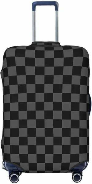 Travel Luggage Cover Suitcase Elastic Washable Stretch Black Plaid Checkered Suitcase Protector Bag,Anti-Scratch Spandex Double-Sided Baggage Covers For Wheeled Suitcase Kid Adult