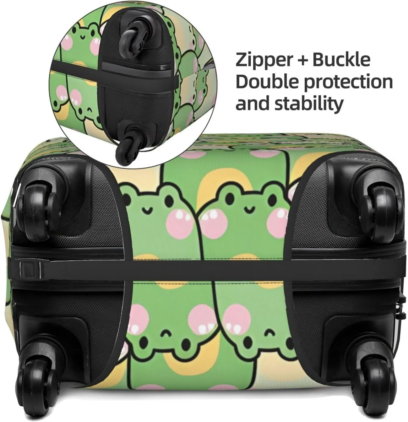 Travel Luggage Cover Suitcase Elastic Washable Stretch Cute Frog Cartoon Suitcase Protector Bag,Anti-Scratch Dust-Proof Double-Sided Baggage Covers For Wheeled Suitcase Kid Adult