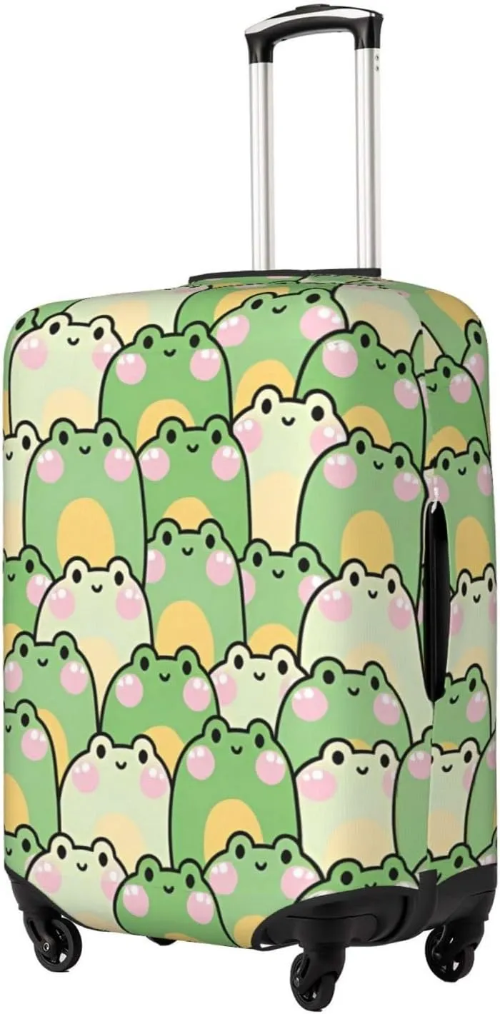 Travel Luggage Cover Suitcase Elastic Washable Stretch Cute Frog Cartoon Suitcase Protector Bag,Anti-Scratch Dust-Proof Double-Sided Baggage Covers For Wheeled Suitcase Kid Adult
