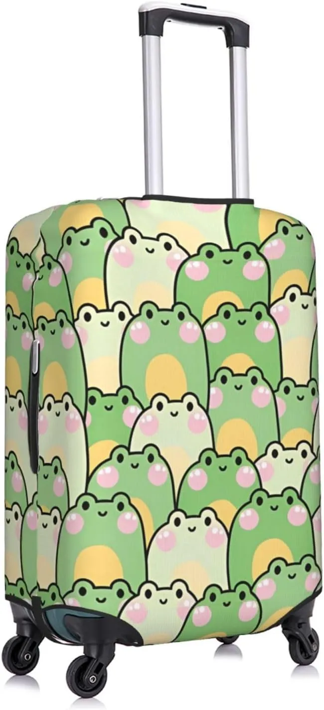 Travel Luggage Cover Suitcase Elastic Washable Stretch Cute Frog Cartoon Suitcase Protector Bag,Anti-Scratch Dust-Proof Double-Sided Baggage Covers For Wheeled Suitcase Kid Adult