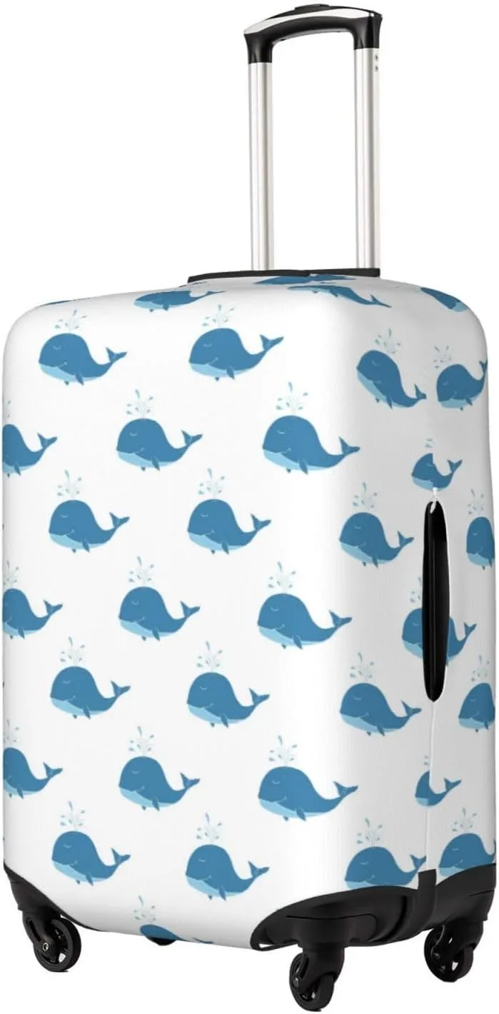 Travel Luggage Cover Suitcase Elastic Washable Stretch Cute Whale Cartoon Suitcase Protector Bag,Anti-Scratch Spandex Double-Sided Baggage Covers,X-Large