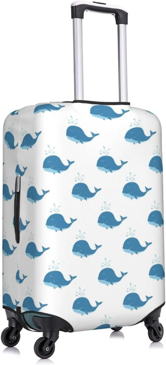 Travel Luggage Cover Suitcase Elastic Washable Stretch Cute Whale Cartoon Suitcase Protector Bag,Anti-Scratch Spandex Double-Sided Baggage Covers,X-Large