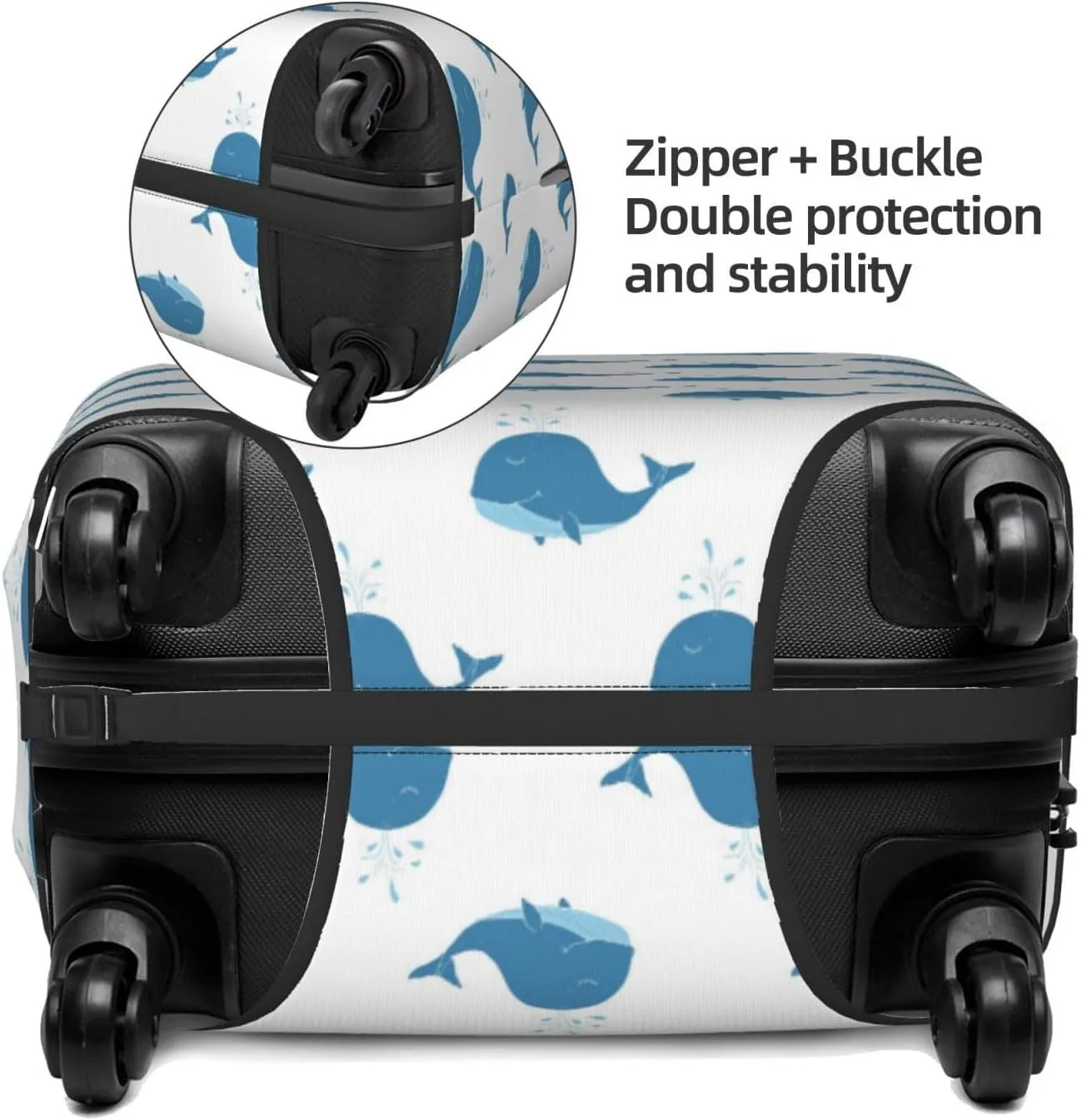 Travel Luggage Cover Suitcase Elastic Washable Stretch Cute Whale Cartoon Suitcase Protector Bag,Anti-Scratch Spandex Double-Sided Baggage Covers,X-Large