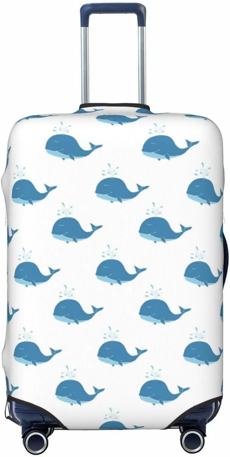 Travel Luggage Cover Suitcase Elastic Washable Stretch Cute Whale Cartoon Suitcase Protector Bag,Anti-Scratch Spandex Double-Sided Baggage Covers,X-Large