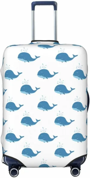 Travel Luggage Cover Suitcase Elastic Washable Stretch Cute Whale Cartoon Suitcase Protector Bag,Anti-Scratch Spandex Double-Sided Baggage Covers,X-Large