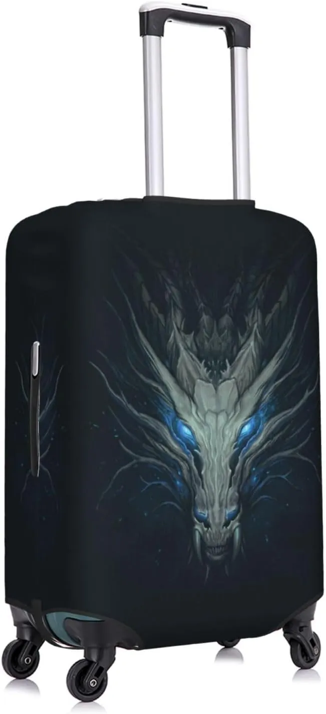 Travel Luggage Cover Suitcase Elastic Washable Stretch Dark Dragon Head Suitcase Protector Bag,Anti-Scratch Dust-Proof With Zipper Closure Baggage Covers For Wheeled Suitcase Kid Adult